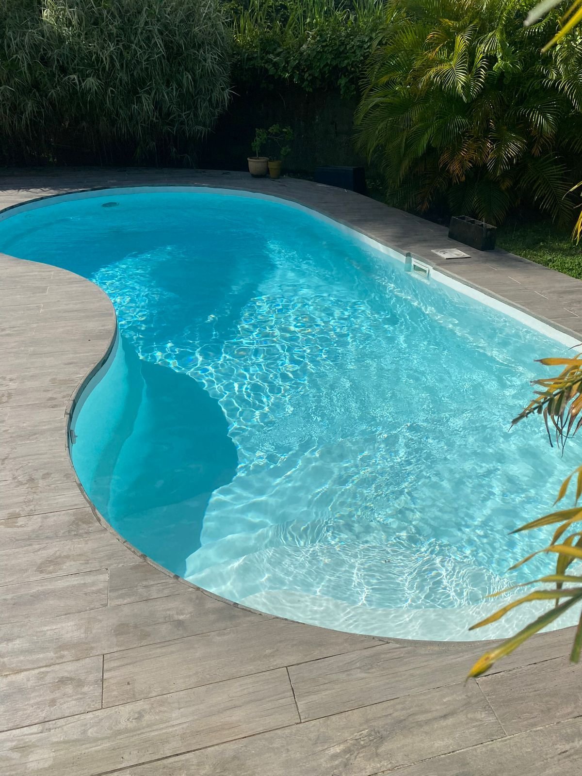 Même piscine à l'eau cristalline après intervention